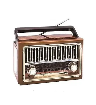 Ahşap Görünümlü Nostaljik Fm Radyo Şarjlı Taşınabilir Fenerli Bluetooth Hoparlör
