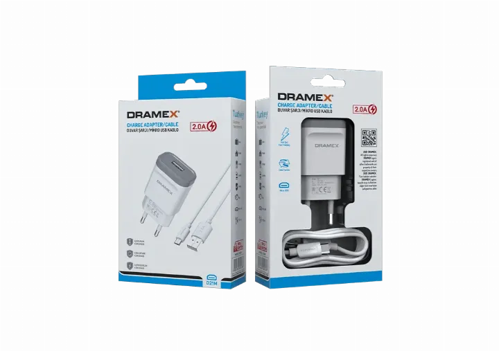 Dramex D21m 2.0a Micro Usb Beyaz Renkli Hızlı Şarj Aleti