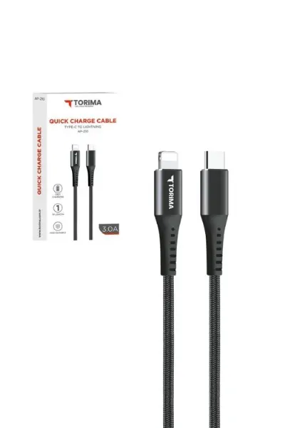 Şarj Kablosu Type-C to Lightning 3.0A Data Kablo AP210 Siyah