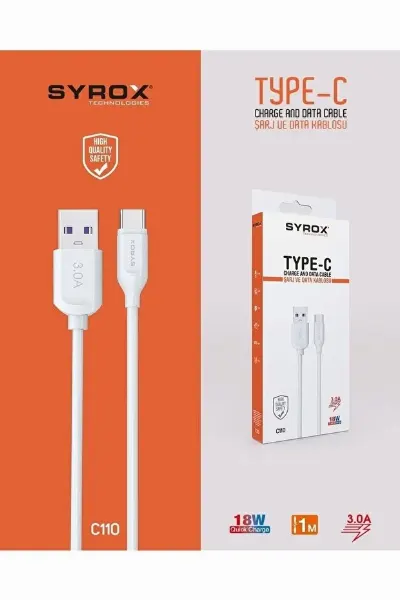 Syrox Type-c Girişli 18w Hızlı Şarj Ve Data Kablosu
